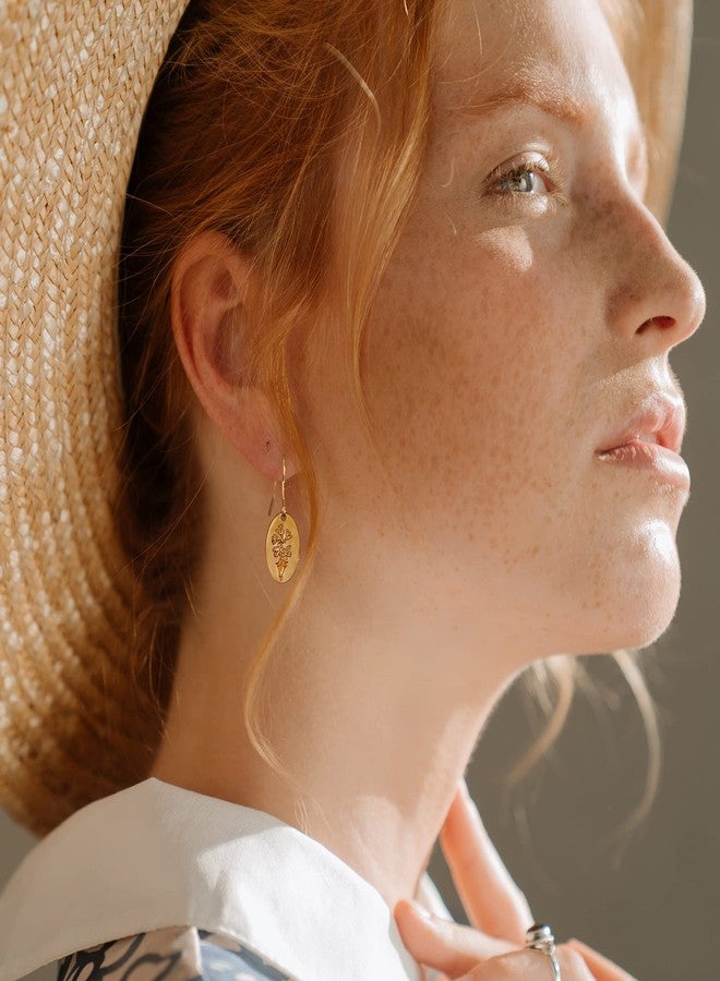 Moodear Trendy Earrings for Women - Dainty Flower Dangle Earrings - Minimalist 14K Gold Plated Boho Hypoallergenic Statement Jewelry - Birthday Gift for Her（Forget me not） - Image 2